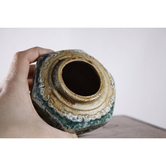 Antique Chinese hexagonal green ginger jar 3.5", Victorian small size ginger - Picture 6 of 10